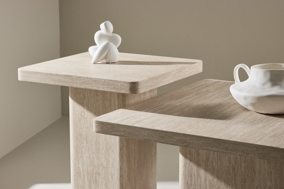 Sofa Bord 50 x 50 Beige + Sofa Bord 80 x 80 Beige