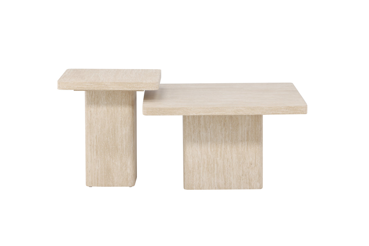 Sofa Bord 50 x 50 Beige + Sofa Bord 80 x 80 Beige