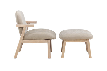 Skammel 60 x 42 x 70 Beige + Lænestol Beige