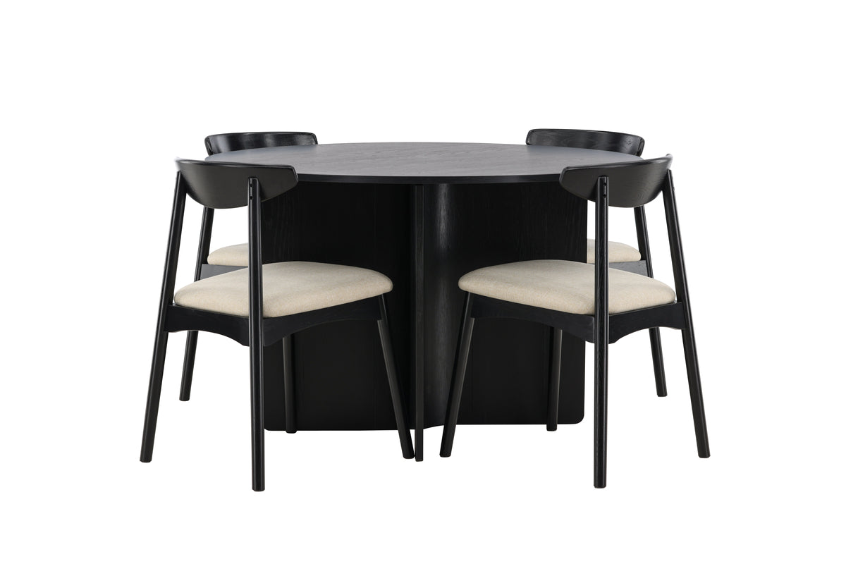 Spisebordsstol 2-pak Sort + Rundt spisebord 120 Sort