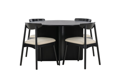 Spisebordsstol 2-pak Sort + Rundt spisebord 120 Sort