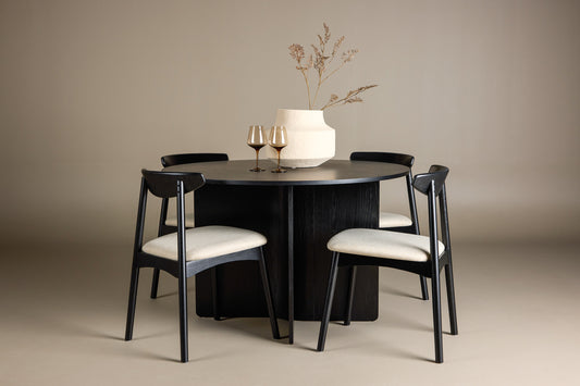 Spisebordsstol 2-pak Sort + Rundt spisebord 120 Sort