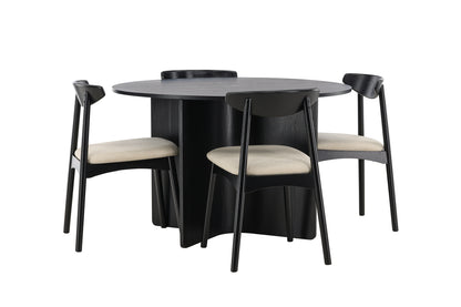 Spisebordsstol 2-pak Sort + Rundt spisebord 120 Sort