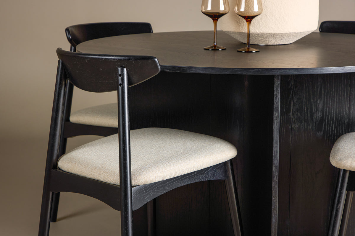 Spisebordsstol 2-pak Sort + Rundt spisebord 120 Sort