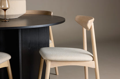 Spisebordsstol 2-pak Whitewash + Rundt spisebord 120 Sort