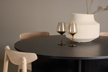 Spisebordsstol 2-pak Whitewash + Rundt spisebord 120 Sort