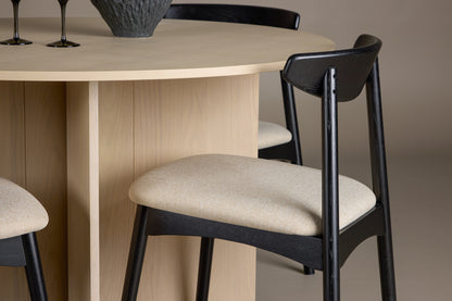 Spisebordsstol 2-pak Sort + Rundt spisebord 120 Whitewash