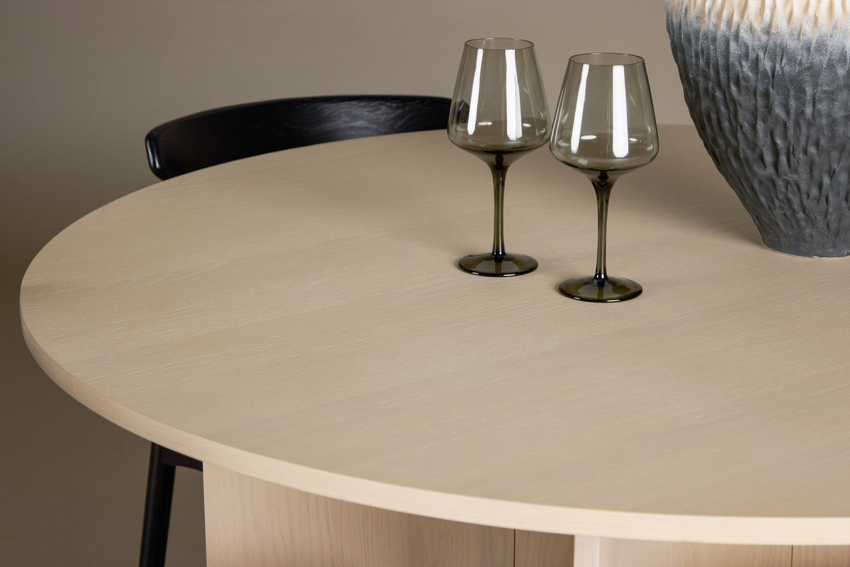 Spisebordsstol 2-pak Sort + Rundt spisebord 120 Whitewash