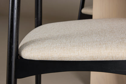 Spisebordsstol 2-pak Sort + Rundt spisebord 120 Whitewash