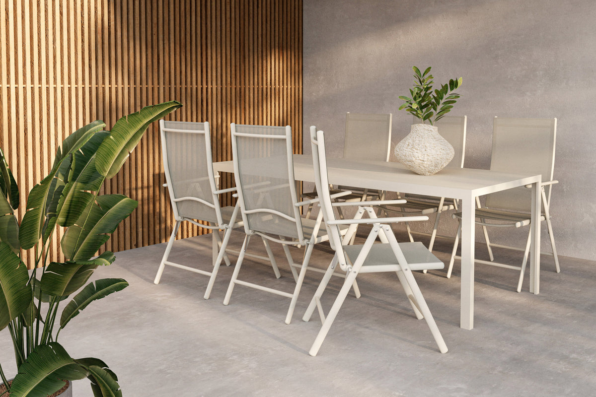 Rektangulært spisebord 205 x 90 Beige + Spisebordsstol 2-pak Beige