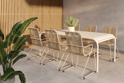 Rektangulært spisebord 200 x 100 Beige + Spisestol Beige