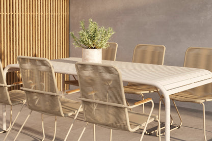 Rektangulært spisebord 200 x 100 Beige + Spisestol Beige