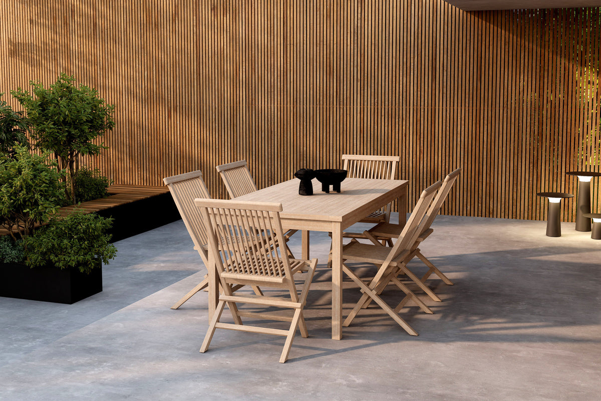 Spisebordsstol 2-pak Whitewash + Rektangulært spisebord 180 x 90 Whitewash