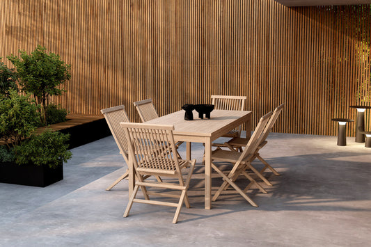 Spisebordsstol 2-pak Whitewash + Rektangulært spisebord 180 x 90 Whitewash