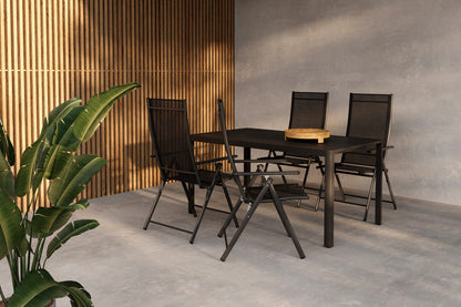 Rektangulært spisebord 150 x 85 Sort + Positionsstol 2-pak Sort