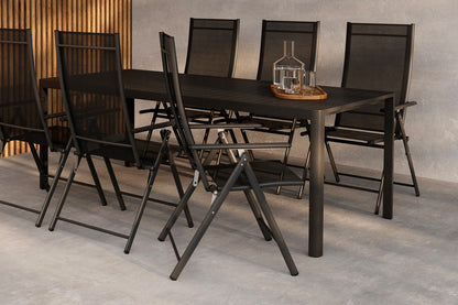 Rektangulært spisebord 200 x 90 Sort + Position stol 2-pak Sort