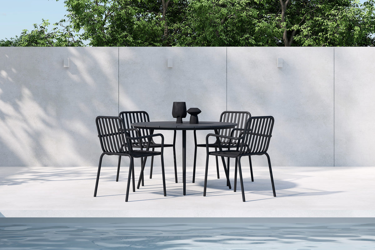 Spisebordsstol 2-pak Sort + Rektangulært Spisebord 120 Sort