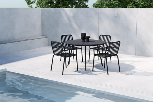 Spisebordsstol 2-pak Sort + Rektangulært Spisebord 120 Sort