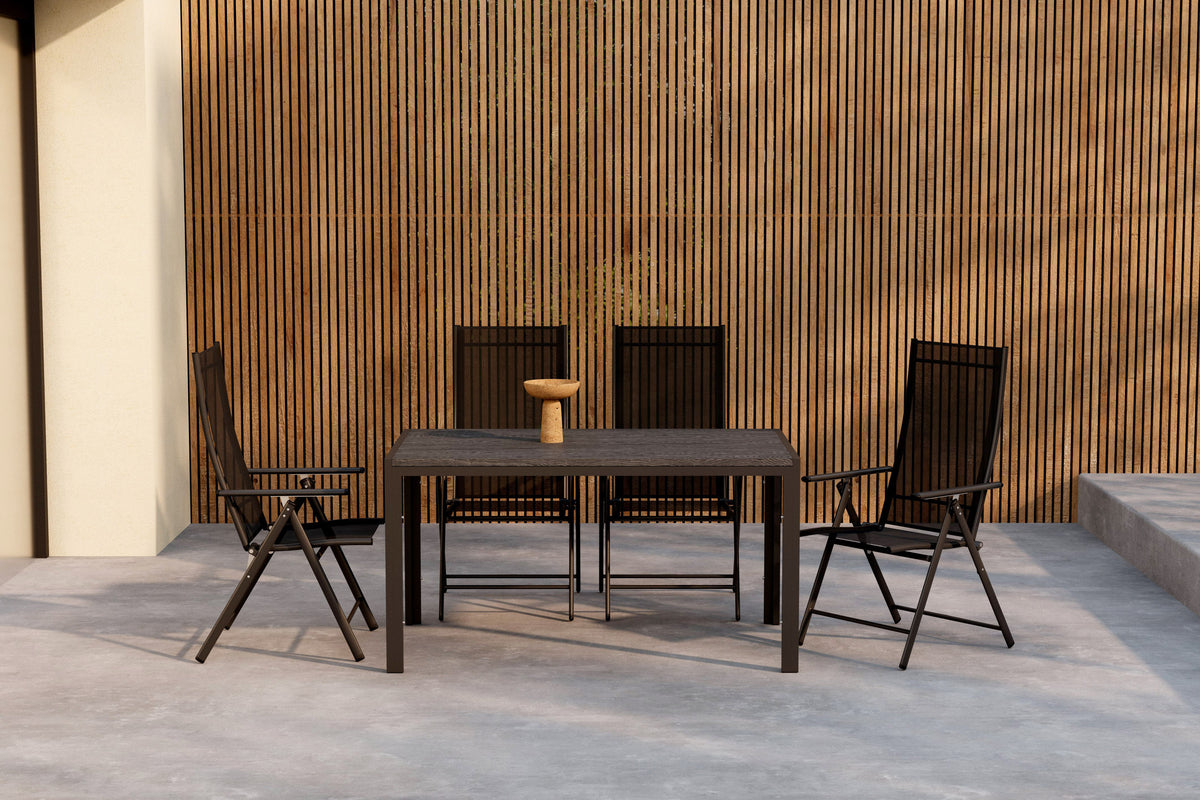 Position stol 2-pak Sort + Rektangulært spisebord 140 x 80 Sort