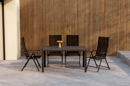 Position stol 2-pak Sort + Rektangulært spisebord 140 x 80 Sort