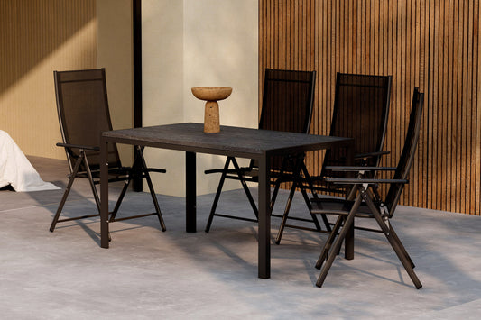 Position stol 2-pak Sort + Rektangulært spisebord 140 x 80 Sort