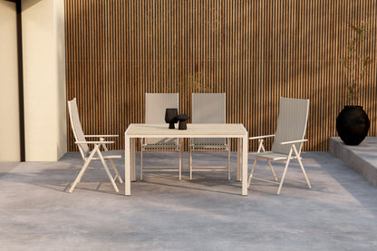 Position stol 2-pak Beige + Rektangulært spisebord 140 x 80 Beige