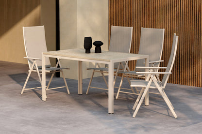 Position stol 2-pak Beige + Rektangulært spisebord 140 x 80 Beige