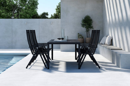 Position stol 2-pak Sort + Rektangulært spisebord 205 x 90 Sort