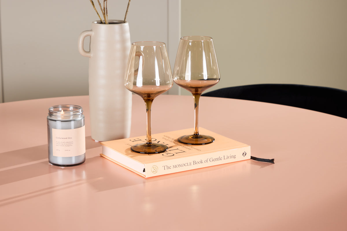 Rundt spisebord 120 Peach + Spisebordsstol 2-pak Sort