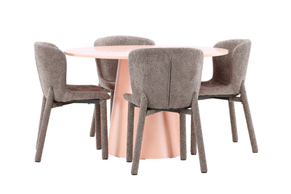 Rundt spisebord 120 Peach + Spisebordsstol 2-pak Brun
