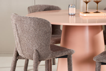 Rundt spisebord 120 Peach + Spisebordsstol 2-pak Brun