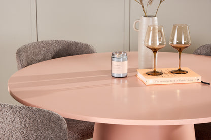 Rundt spisebord 120 Peach + Spisebordsstol 2-pak Brun