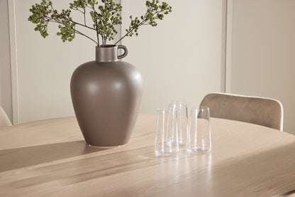 Spisebordsstol 2-pak Beige + Rundt spisebord 120 Whitewash