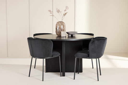 Spisebordsstol 2-pak Sort + Rektangulært Spisebord 120 Sort