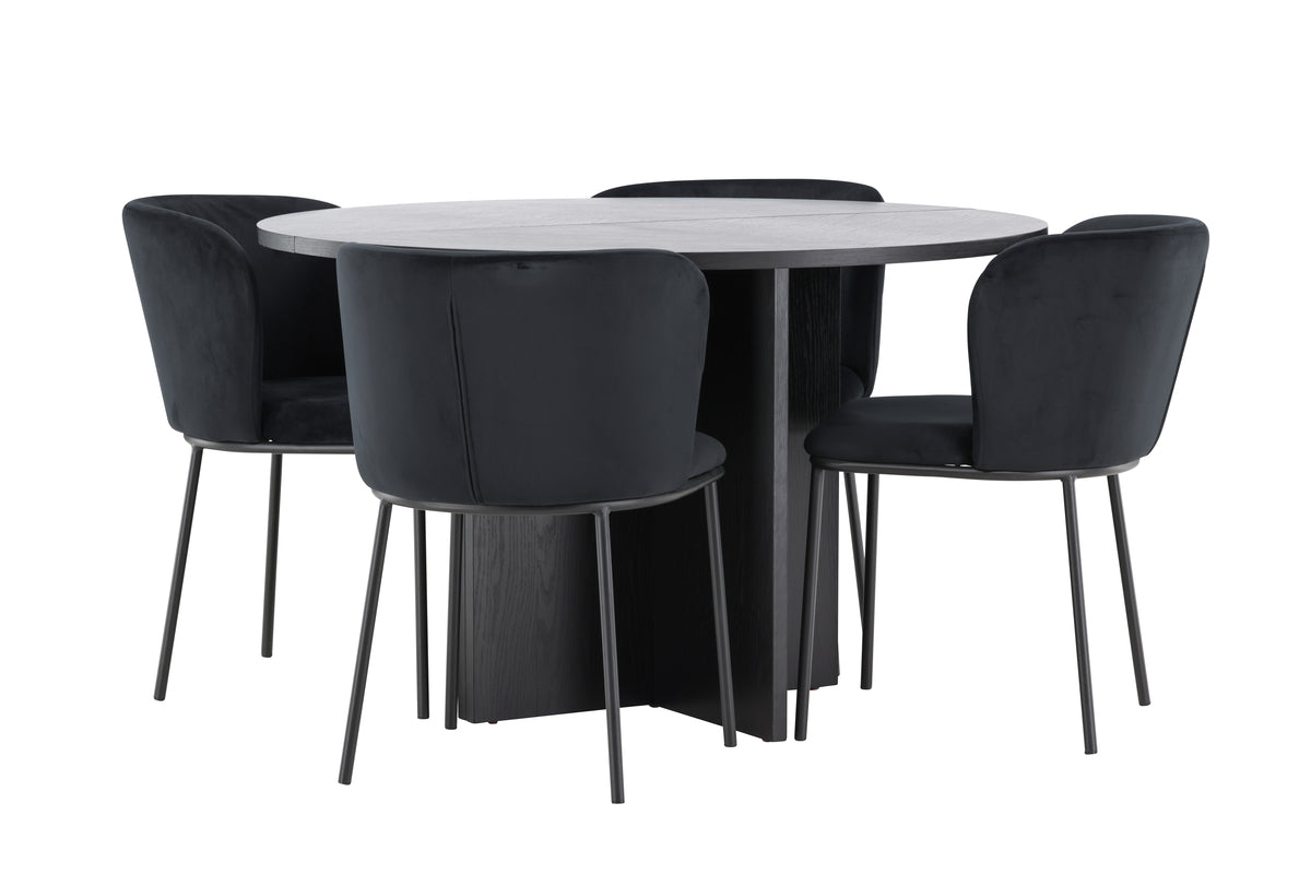 Spisebordsstol 2-pak Sort + Rektangulært Spisebord 120 Sort