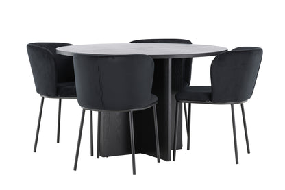 Spisebordsstol 2-pak Sort + Rektangulært Spisebord 120 Sort