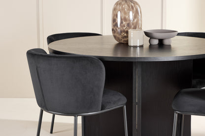 Spisebordsstol 2-pak Sort + Rektangulært Spisebord 120 Sort