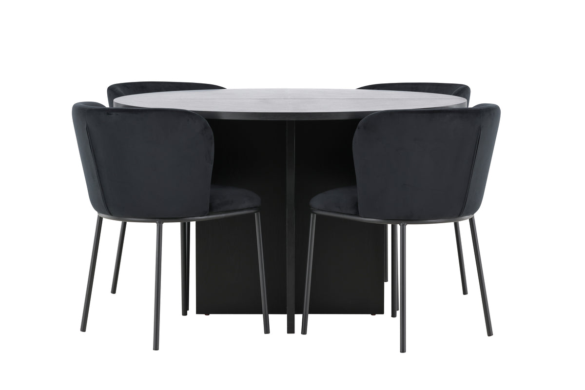 Spisebordsstol 2-pak Sort + Rektangulært Spisebord 120 Sort