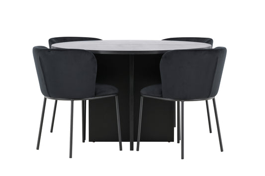 Spisebordsstol 2-pak Sort + Rektangulært Spisebord 120 Sort