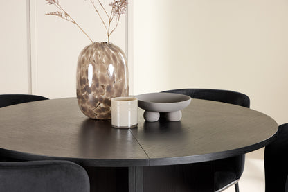 Spisebordsstol 2-pak Sort + Rektangulært Spisebord 120 Sort