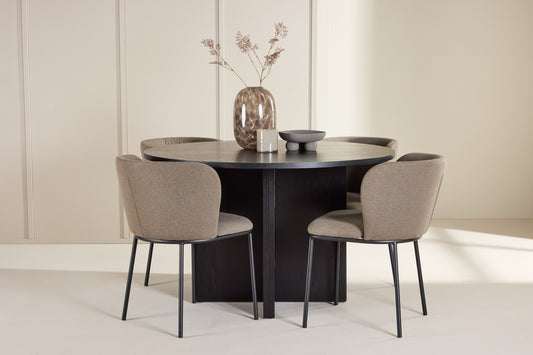 Spisebordsstol 2-pak Brun + Rektangulært spisebord 120 Sort