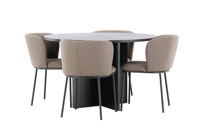 Spisebordsstol 2-pak Brun + Rektangulært spisebord 120 Sort