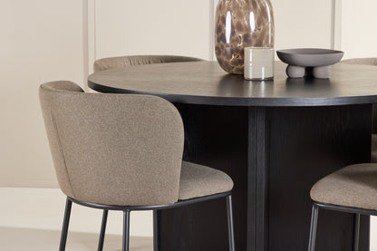 Spisebordsstol 2-pak Brun + Rektangulært spisebord 120 Sort