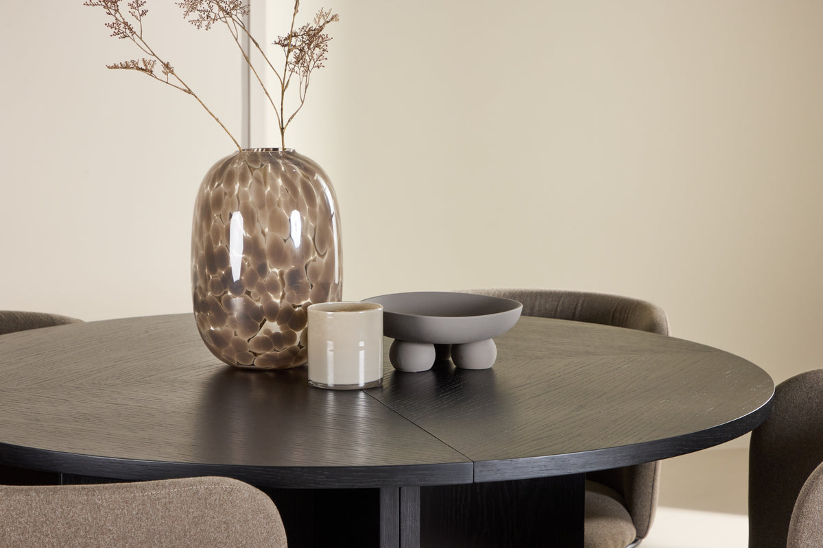 Spisebordsstol 2-pak Brun + Rektangulært spisebord 120 Sort