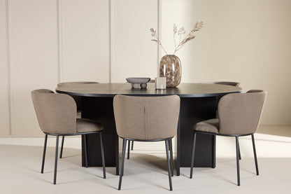 Spisebordsstol 2-pak Brun + Rektangulært spisebord 120 Sort