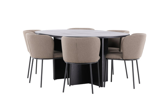 Spisebordsstol 2-pak Brun + Rektangulært spisebord 120 Sort