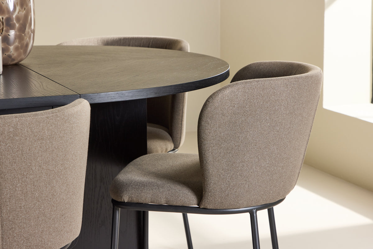 Spisebordsstol 2-pak Brun + Rektangulært spisebord 120 Sort