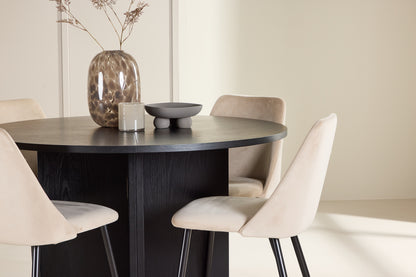 Spisebordsstol 2-pak Beige + Rektangulært spisebord 120 Sort