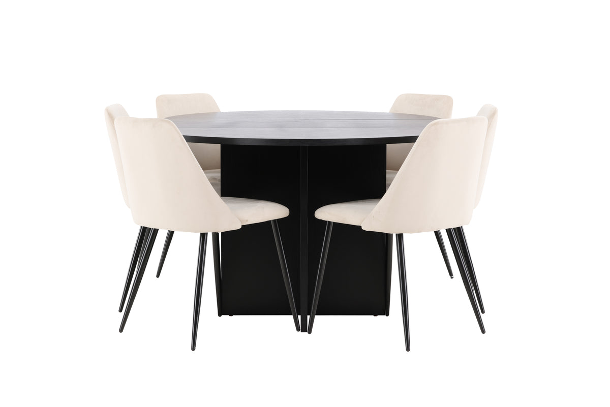 Spisebordsstol 2-pak Beige + Rektangulært spisebord 120 Sort