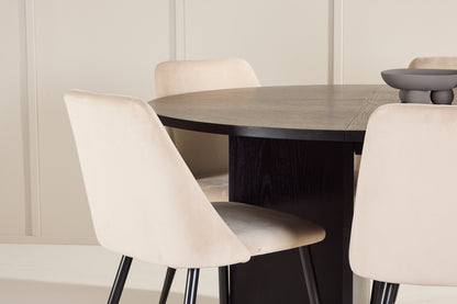 Spisebordsstol 2-pak Beige + Rektangulært spisebord 120 Sort